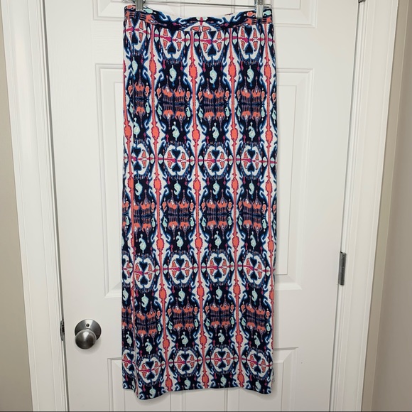Anthropologie Dresses & Skirts - Anthropologie Maeve Tribal Print Multicolor Knit Long Maxi Skirt Side Slit Sz M